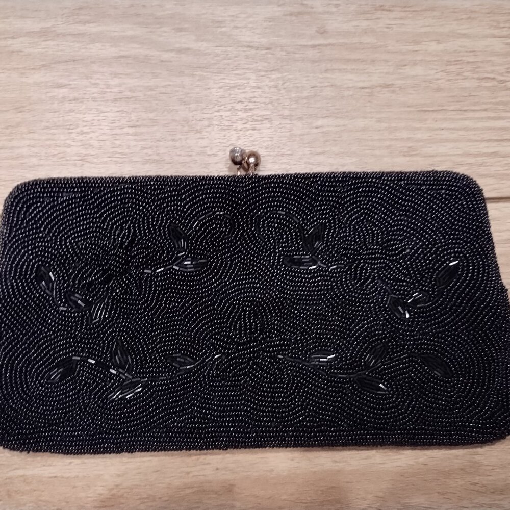 Vintage Black Beaded Handbag/clutch evening bag